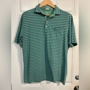 2/$30 Johnnie-O Blue and Green Striped Polo Shirt Men’s L